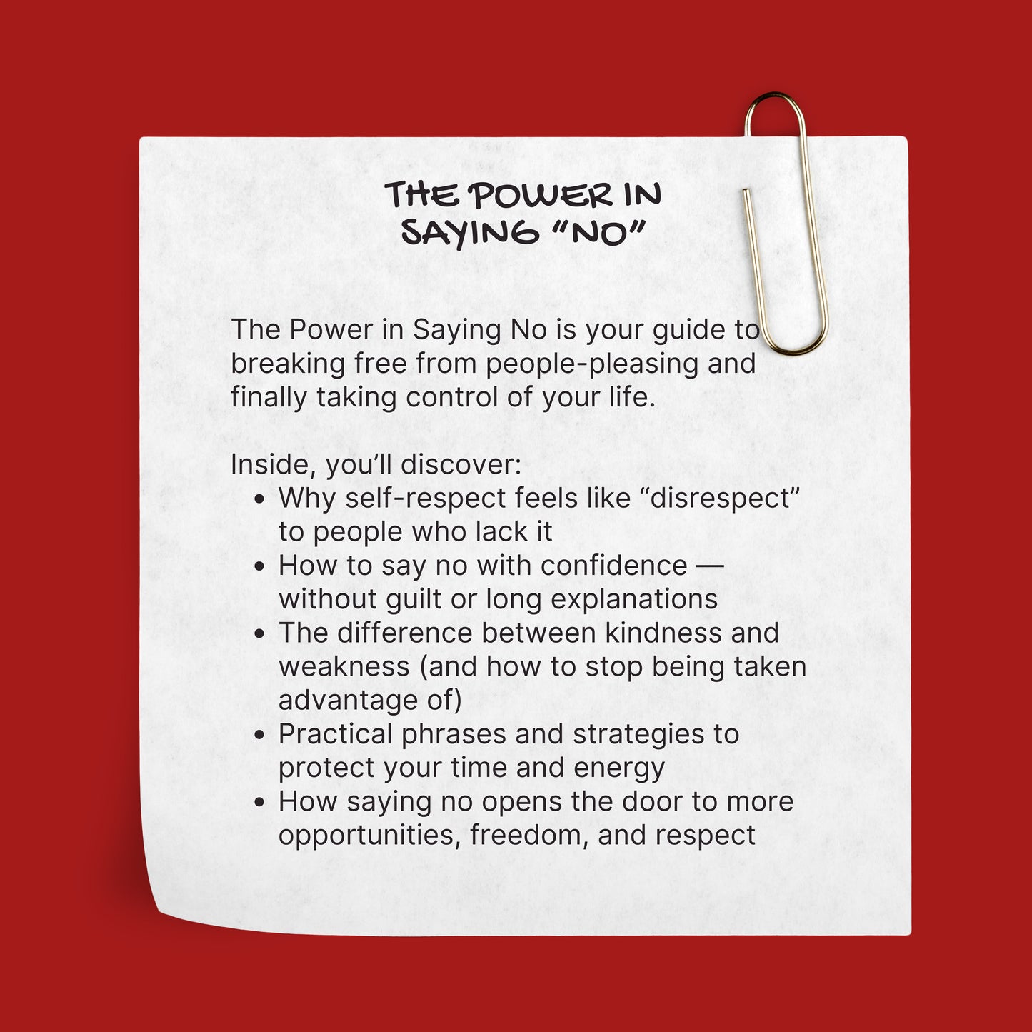The Power in Saying NO – A Journal to Set Boundaries, Build Confidence, and Say No Without Guilt (E-Book)